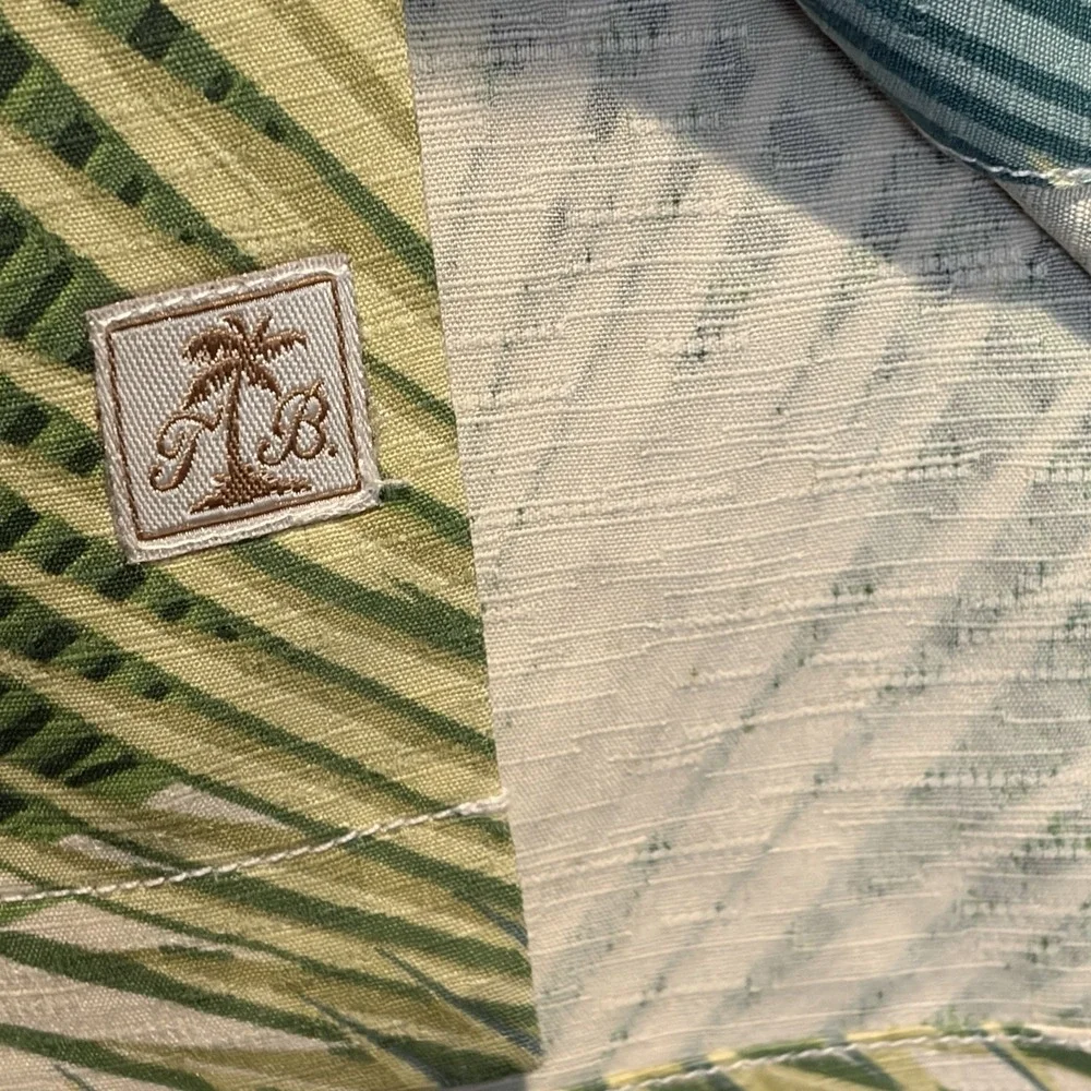 Tommy Bahama Men's‎ X-Large 100% Silk Tropical Palm Leaf Floral Green Camp Shirt